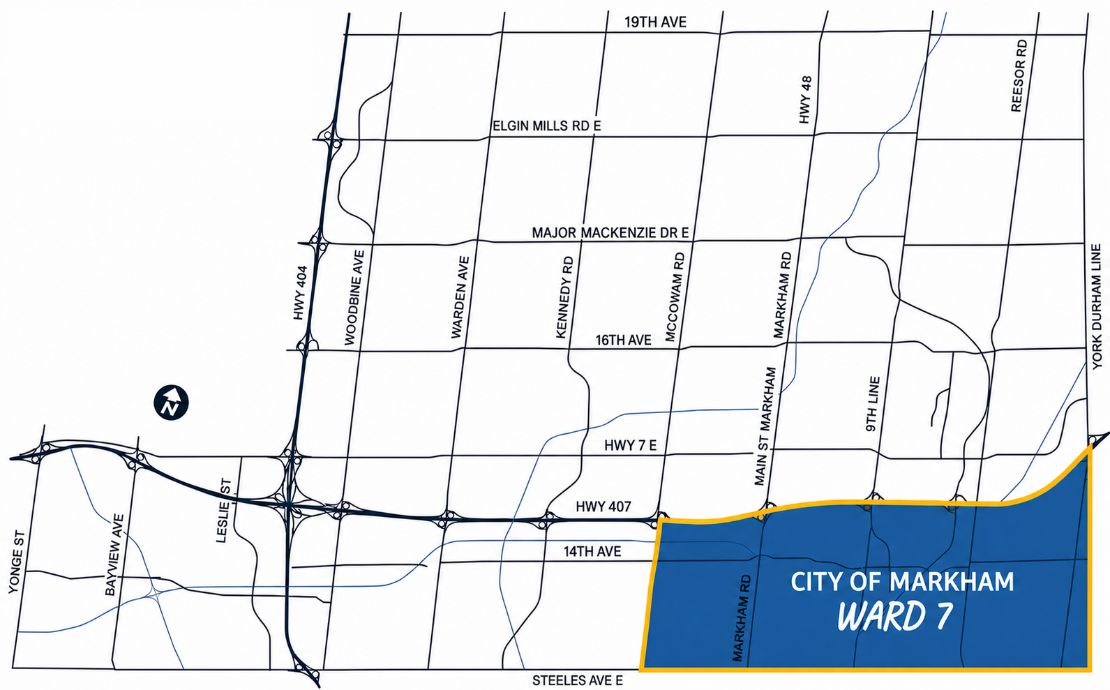 Official map of Markham Ward 7 boundaries